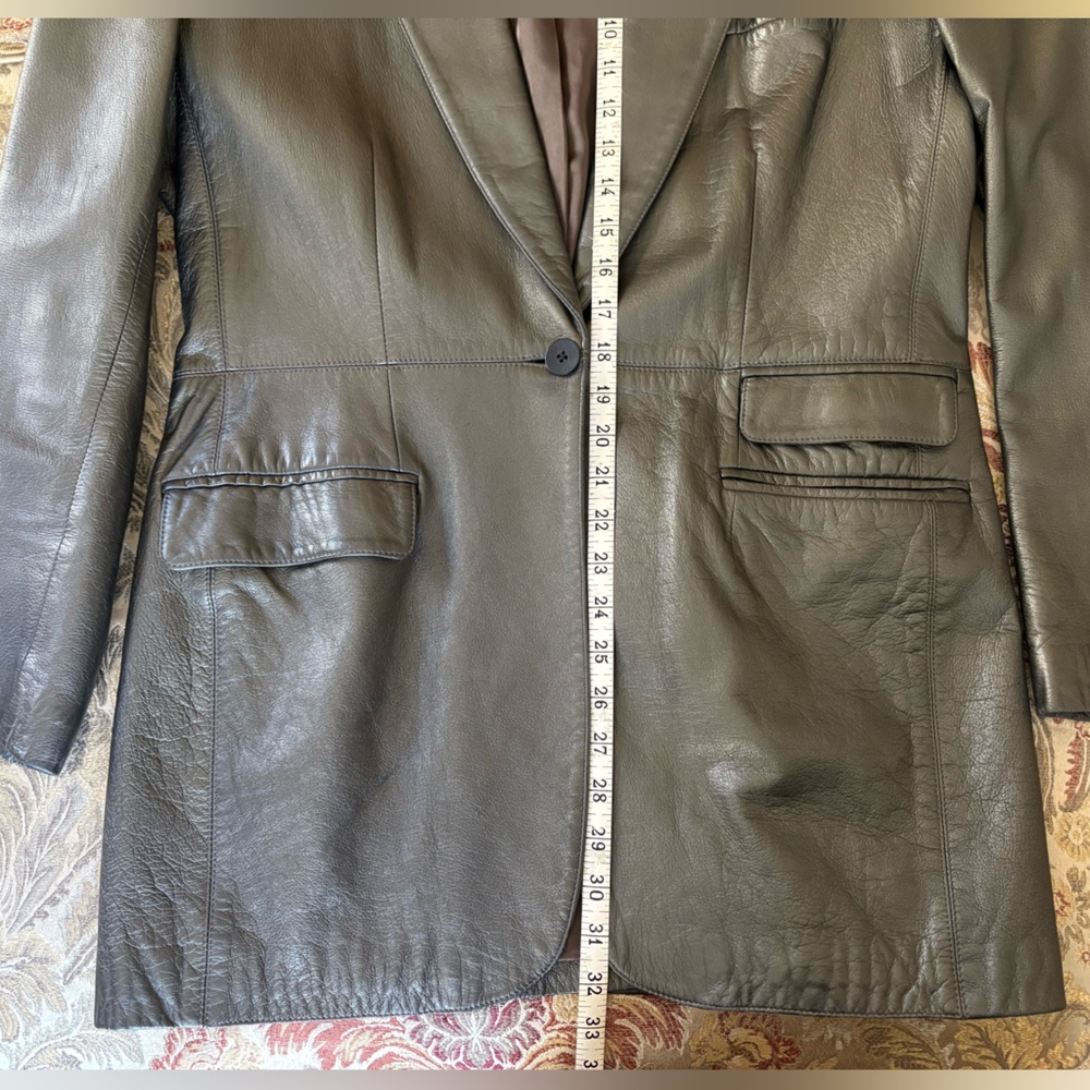 Barry Bricken boyfriend leather blazer in gunmetal 12 - Picture 5 of 8